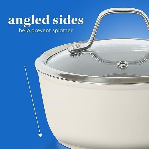 Kitchen Essentials 10 Piece PFA Free Non (Linen White / 10-Piece Cookware Set)