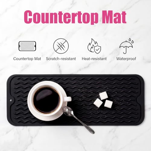 Silicone Dish Drying Mat for Multiple Usage (Black / 17"L x 6"W)