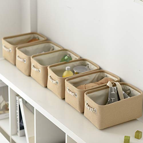 Storage Basket for Organizing (Beige / 6PCS/Small -11.8Lx7.9Wx5.2H)