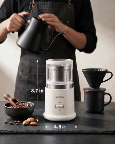 Quiet Coffee Grinder Electric (White / 2 BOWL)