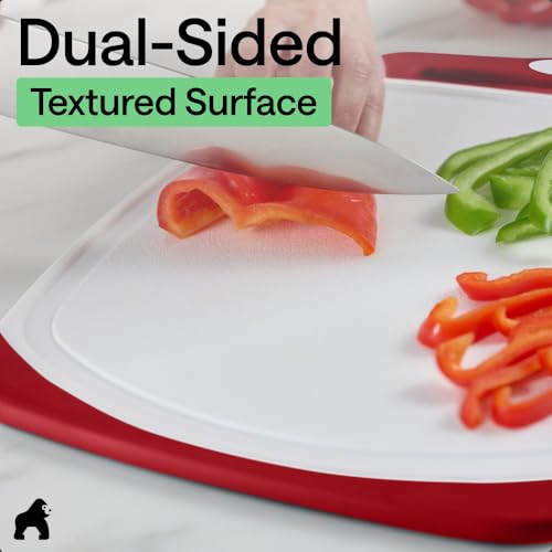 BPA Free Reversible Kitchen Cutting Board (Red/White / Large (Pack of 3))