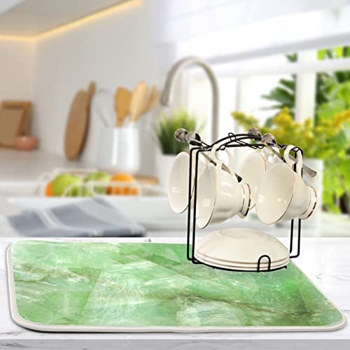 Super Absorbent Dish Drying Mat (Green Jade Stone Marble / 18" x 18")