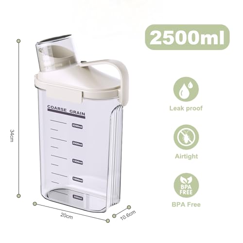 1 Piece Cereal Containers Storage (White-2.5L/4.2LBS-(1 PCS))