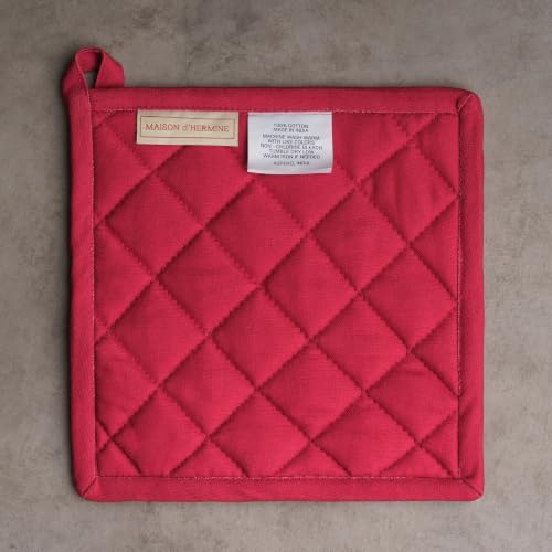 Pot Holders 100% Cotton Potholders (043 - Equinoxe - Beige / 8" x 8" (Pot Holder Pack of 2))