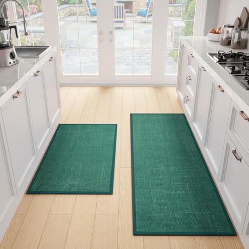 Kitchen Mat Set of 2 PCS (Green / 17.3"x47"+17.3"x30" (Set of 2))
