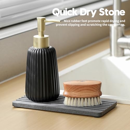 2PCS Diatomite Quick Stone Drying Tray Mat For Bathroom & Kitchen Counter (2 Pcs - Charcoal Gray)