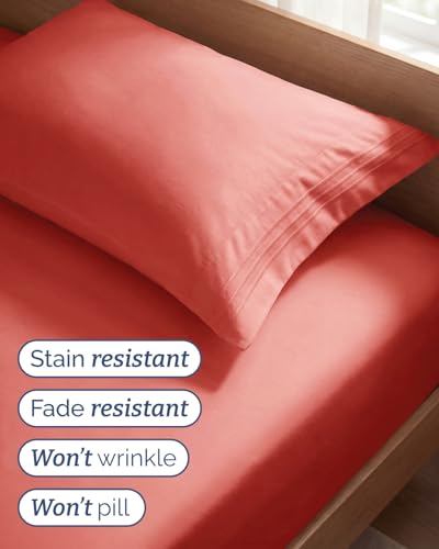 Twin Size 3 Piece Sheet Set (28 - Coral / Twin)