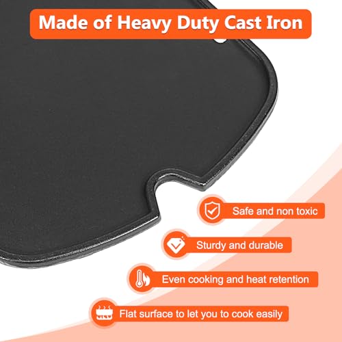 7034 Cast Iron Griddle for Weber Traveler 9010001 Gas Grill (13.6" x 12.4" x 0.6")