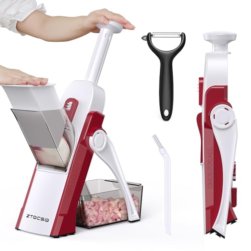 Safe Mandoline Slicer for Kitchen (Rose Red)