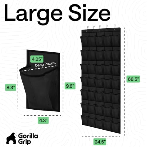 Over the Door Shoe Organizer (Black / 35 Pockets/5 Hooks)