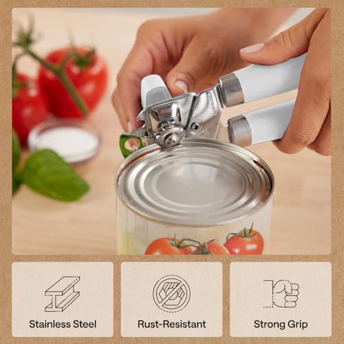 Upgraded Model Stainless Steel Manual Can Opener (White)