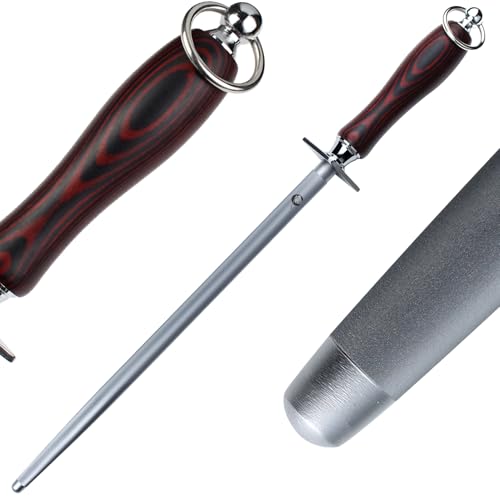 Honing Steel Knife Sharpener Steel Round 12 IN Rod for Kitchen Knife (12 IN Round)