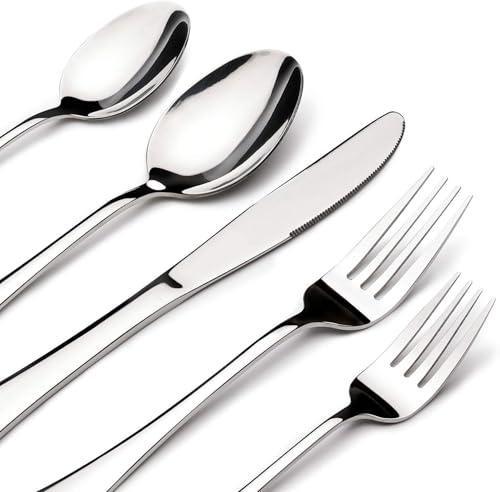 Silverware Set for 8 with Serving Utensils (Modern / 45 Piece)