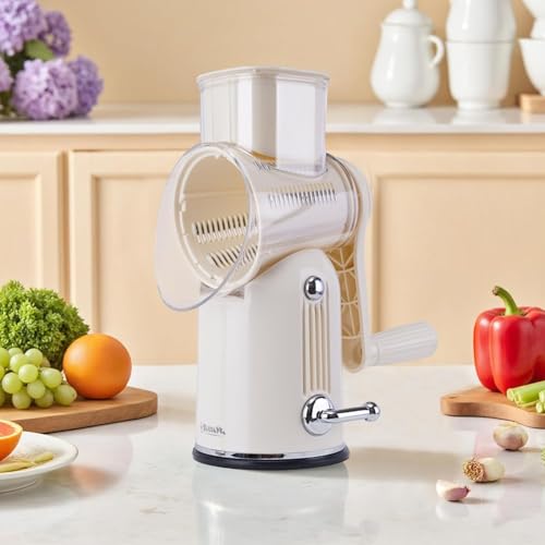 Rotary Cheese Grater with Handle (White)