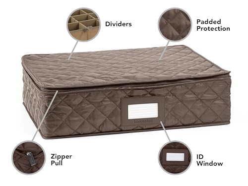 Flatware Storage Case with Removable Trays (Bronze Quilted Polyester / 15.5 x 11.5 x 3.5)