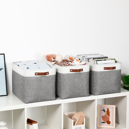 Large Storage Baskets (White&Grey / XL-16"x 12"x12")