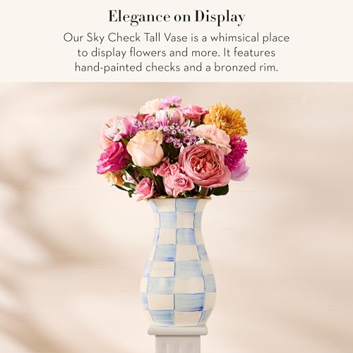 Enamel Tall Vase (Sky Check)