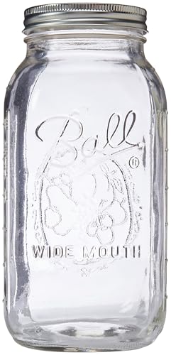 Wide Mouth Glass Mason Jars with Lids and Bands (Half Gallon / 64 Ounce (Pack of 2))