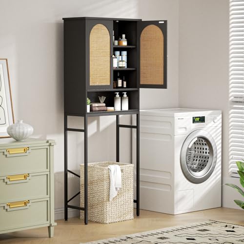 Rattan Toilet Storage Cabinet (Rattan Door-black)