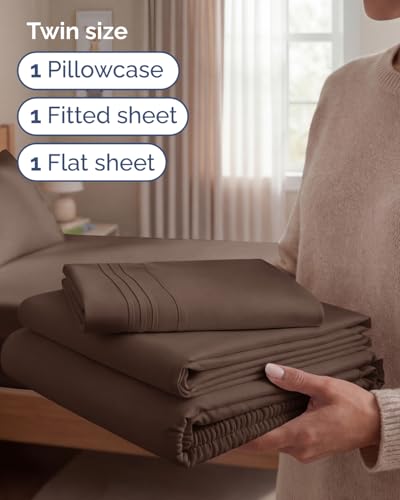Twin Size 3 Piece Sheet Set (09 - Brown / Twin)