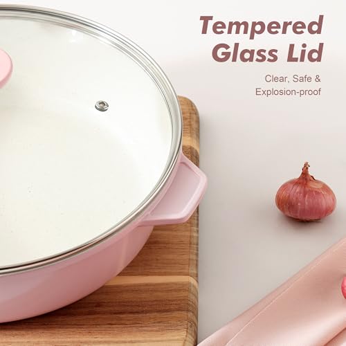 Nonstick Skillet with Lid 12 (Sakura Pink / 12-inch/5QT)