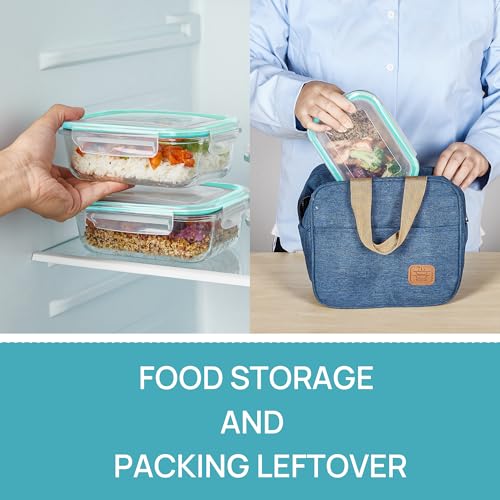 5Pack 22oz Glass Storage Containers with Lids (Green / 22oz)