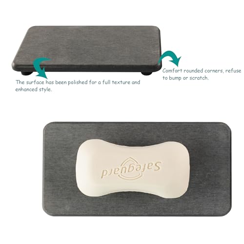 2Pcs Stone Soap Trays Water Absorbing Diatomite Coaster (Dark Gray / 6.3" x 3.2")