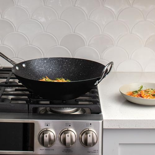 Basalt Aluminized Steel Spun Wok (14-Inch / Nonstick Ceramic Coating)