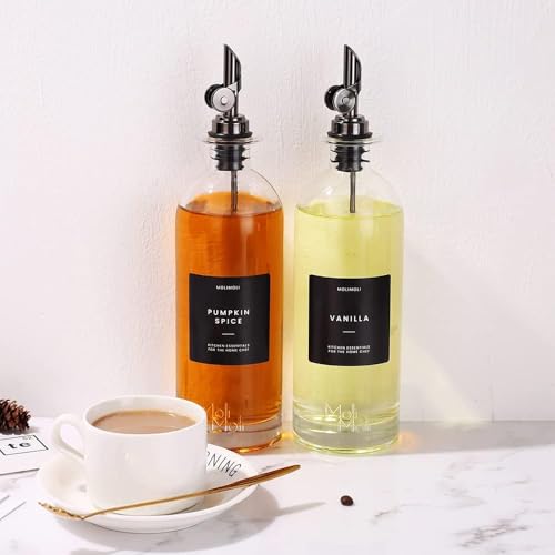 Oil and Vinegar Dispenser with Metal Pour Spout (500ml, Set of 2 Bottles / Black)