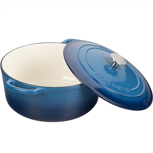 Enameled Cast Iron Dutch Oven Pot with Lid (Lake Blue / 7QT)
