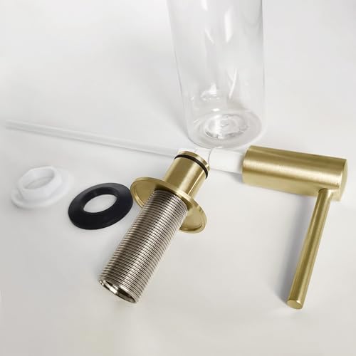 Brushed Gold Built in Dish Soap Dispenser for Kitchen Sink with 17 OZ PET Soap Bottle Refill from The Top