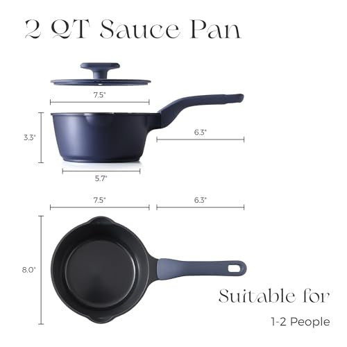 Ceramic Nonstick Saucepan with Lid (2 Quarts / Blueberry Mist)