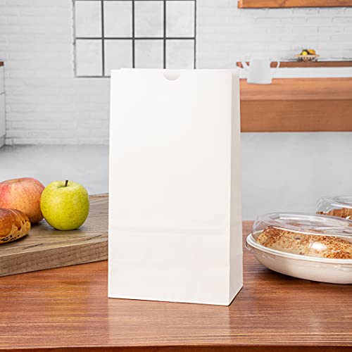 Bag Tek 6lb Paper Bags 100 Disposable Lunch Bags (6 lb / White)
