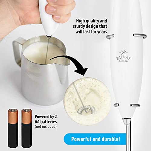 Zulay Premium Gift Milk Frother Set (Winter White / Gift Box Frother)