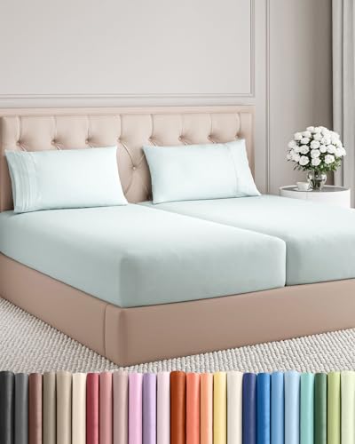 Split King Size 5 Piece Sheet Set (23 - Ice Blue / Split King Size)