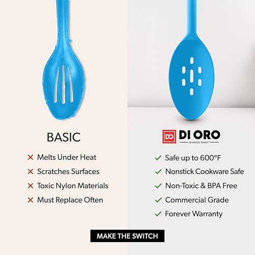 DI ORO Silicone Cooking Spoons (Blue)