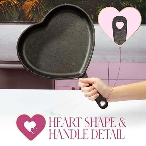 Pre Seasoned Cast Iron Heart Skillet Pan (10-Inch Skillet / Black)