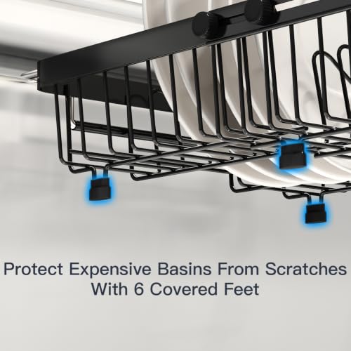 Expandable Dish Drying Rack Over The Sink with Anti Slip Grip (Black / For 13-30" W Sink)