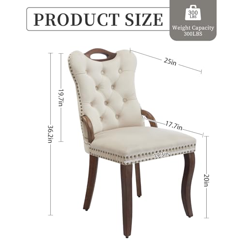 Beige Velvet Upholstered Dining Chairs Set of 4 (Warm Beige)