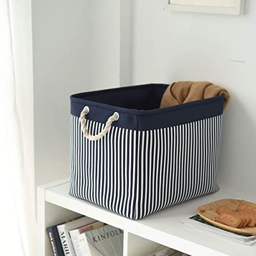 Organization and Storage Basket for Shelves (Navy Patchwork / Large Cube-2 Pack)