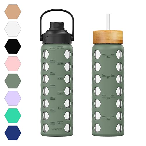24oz Glass Water Bottle (Olive / 24 Ounces)