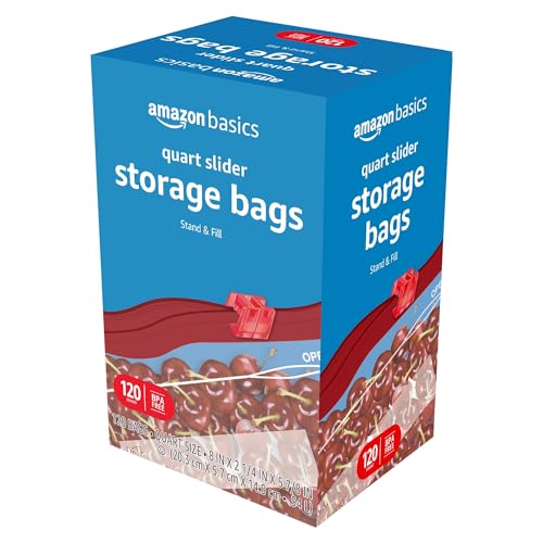 Slider Quart Food Storage Bags with Stand (120 Count)