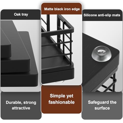 Guest Towel Holder Tray for Bathroom (Matte Black / 9.06 x 5.51 x 2.56 inches)
