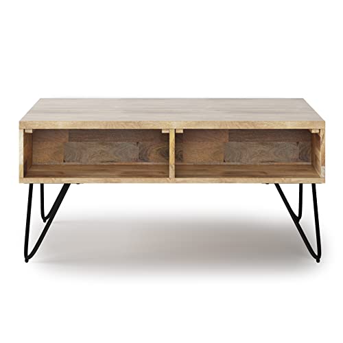 Hunter 36" Wide Solid Mango Wood Coffee Table in Natural (Lift Top Coffee Table / 36 inch / Refined Natural)