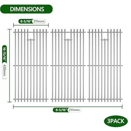 Grill Grates for Charbroil Advantage 4 Burner 463343015 463344015 463344116 463240015 Gas2coal 463340516 (16.93" D x 24.93" W)