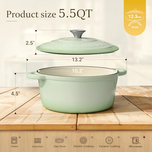 Enameled Cast Iron Dutch Oven (5.5 Quart / Verdant)
