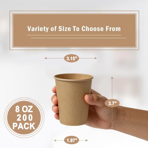 200 Pack 8 oz Kraft Paper Cups (Kraft-8oz-200pack)