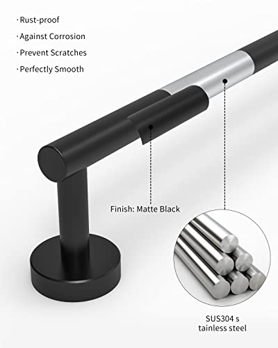 22 Inch Matte Black Towel Bar Towel Rack for Bathroom Kitchen Hand Towel Holder Dish Cloths Hanger SUS304 Stainless Steel RUSTPROOF Wall Mount Total Length 24 Inch (Matte Black / 22 inch(Center to Center))