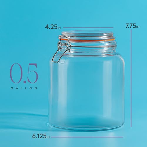 Half Gallon Glass Large Mason Jars with Airtight Lid (1/2 Gallon)