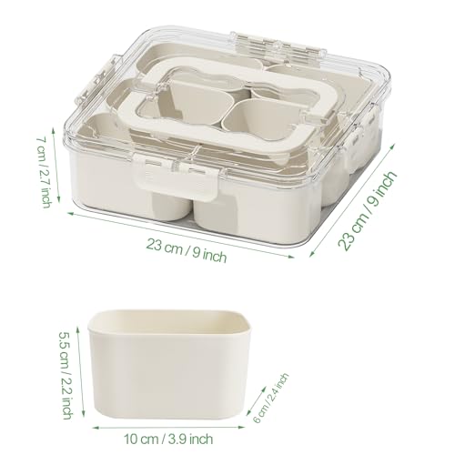 Small Snackle Box Snack Container with Lid (6 Compartments / White)